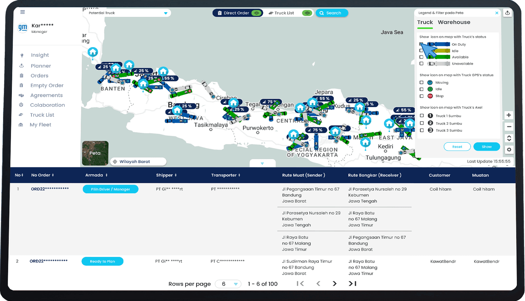 Fleet status & position